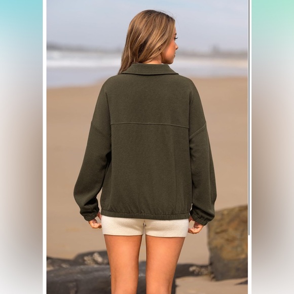 NWT Women’s Pretty Garden Sweatshirt Half Zip Collar Pullover Oversized SZ S - Picture 3 of 10